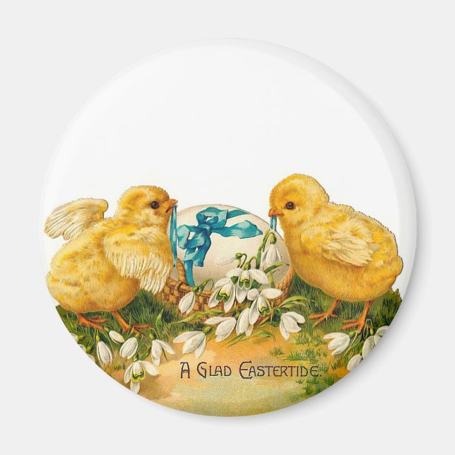 A Glad Eastertide Cute Vintage Easter Magnet (Front)