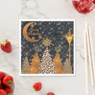 A Glamourous Wild Leopard Christmas Napkin