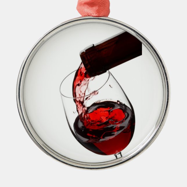 A Glass of Red Wine Metal Tree Decoration (Front)