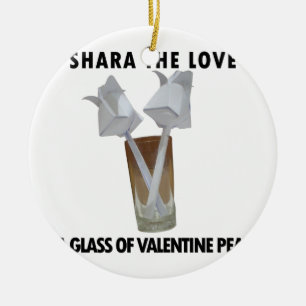 A glass of valentine peace. ceramic tree decoration