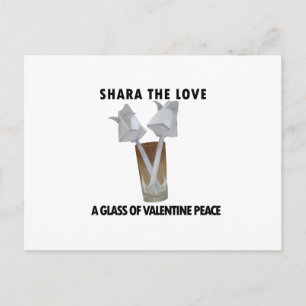 A glass of valentine peace. holiday postcard