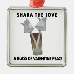 A glass of valentine peace. metal tree decoration