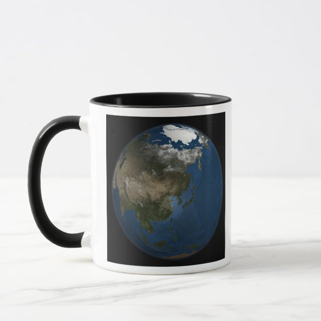 A global view over Asia with Arctic sea ice Mug (Left)