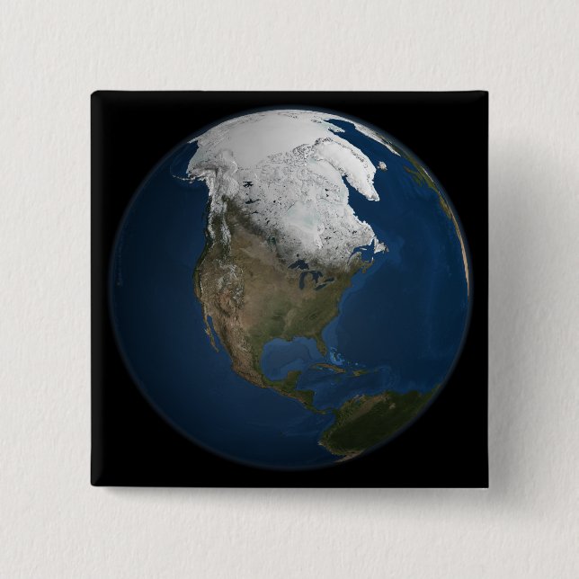 A global view over North America 15 Cm Square Badge (Front)