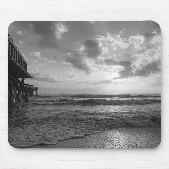 A Glorious Beach Morning Grayscale Mouse Pad (Front)
