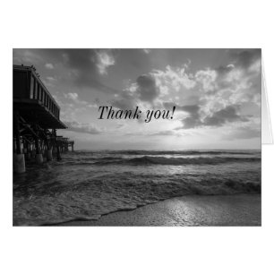 A Glorious Beach Morning Grayscale Thank You Card