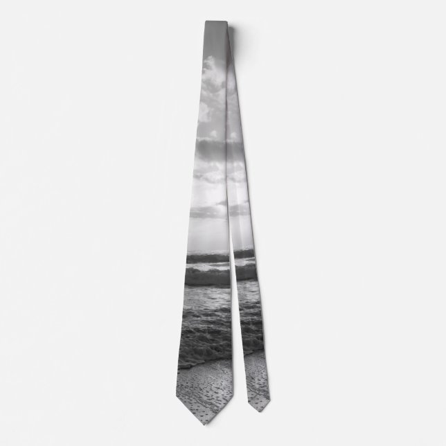 A Glorious Beach Morning Grayscale Tie (Front)