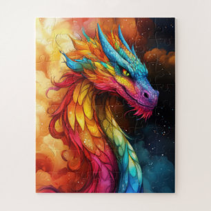 A glowing dragon jigsaw puzzle