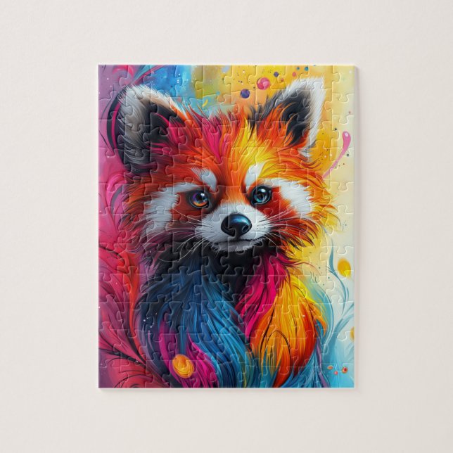 A glowing red panda with fractal fur jigsaw puzzle (Vertical)