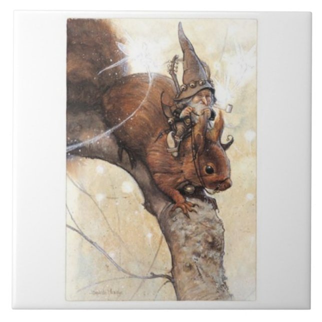 A GNOME RIDING A SQUIRREL TILE (Front)