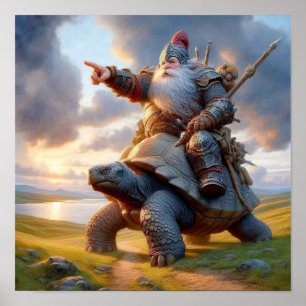 A Gnome Warrior Commanding his Tortoise Poster