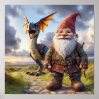 A Gnome Warrior Posing with his Dragon