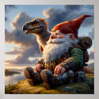 A Gnome Warrior Resting with his Dragon