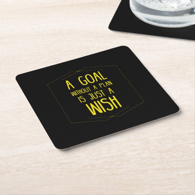 A goal without a plan inspirational quote square paper coaster (Angled)