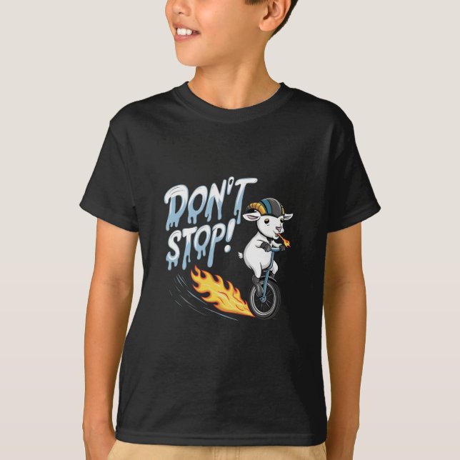A goat riding a unicycle T-Shirt (Front)