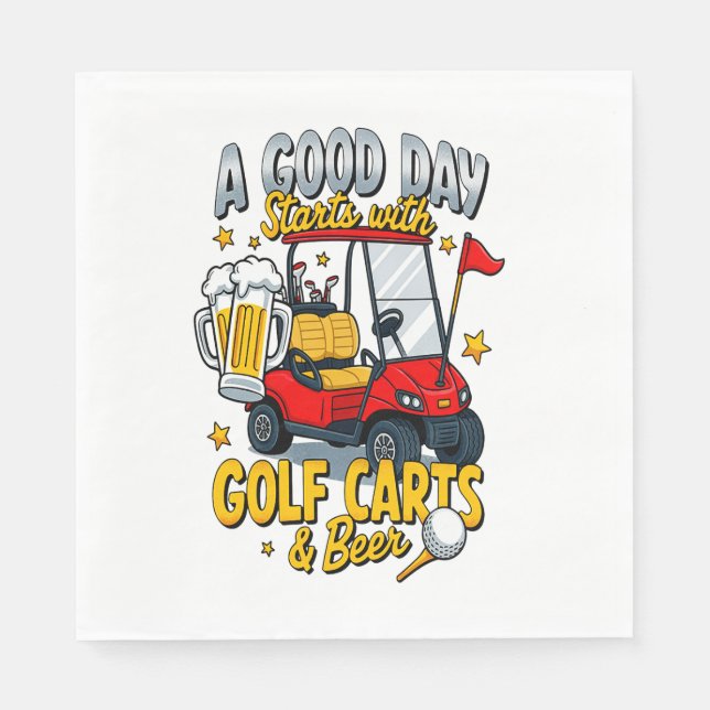 A God Day Starts with Golf Carts Napkin (Front)