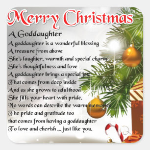 A goddaughter poem - Christmas design Square Sticker