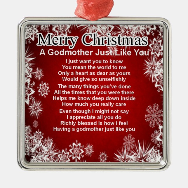 A godmother poem - christmas design metal tree decoration (Front)