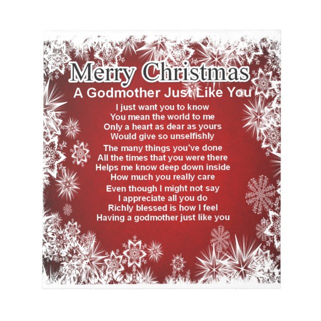 A godmother poem - christmas design notepad (Front)