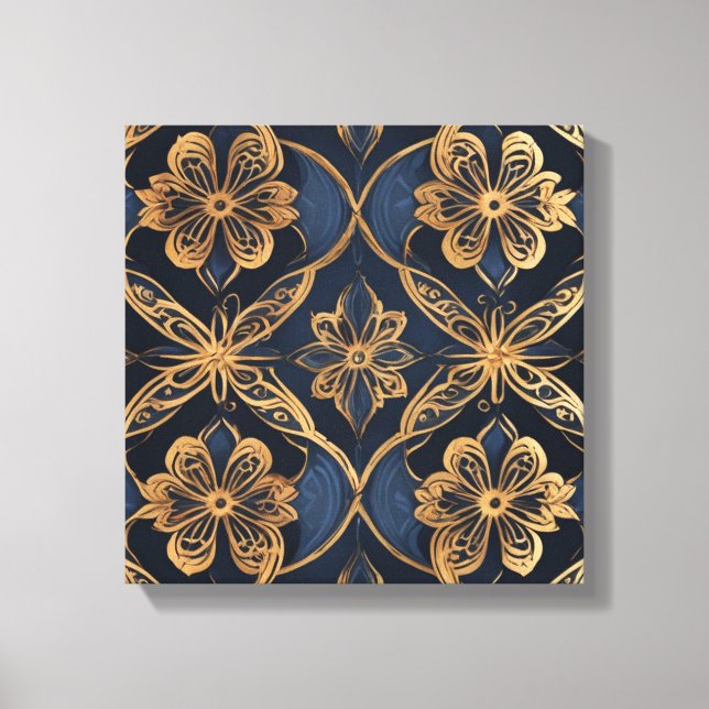 a gold and blue pattern canvas print (Front)