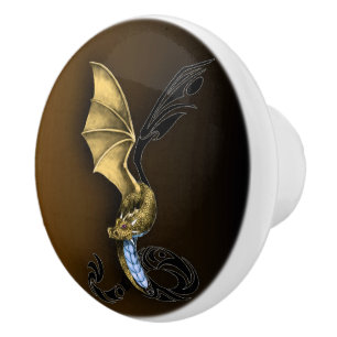 A Gold Dragon Ceramic Knob
