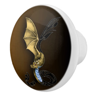 A Gold Dragon Ceramic Knob
