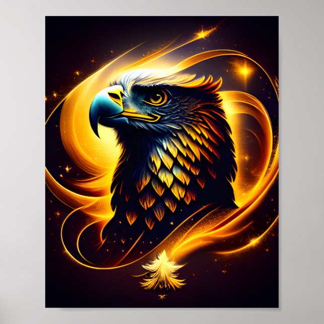 A Gold Eagle Head Notebook Poster (Front)