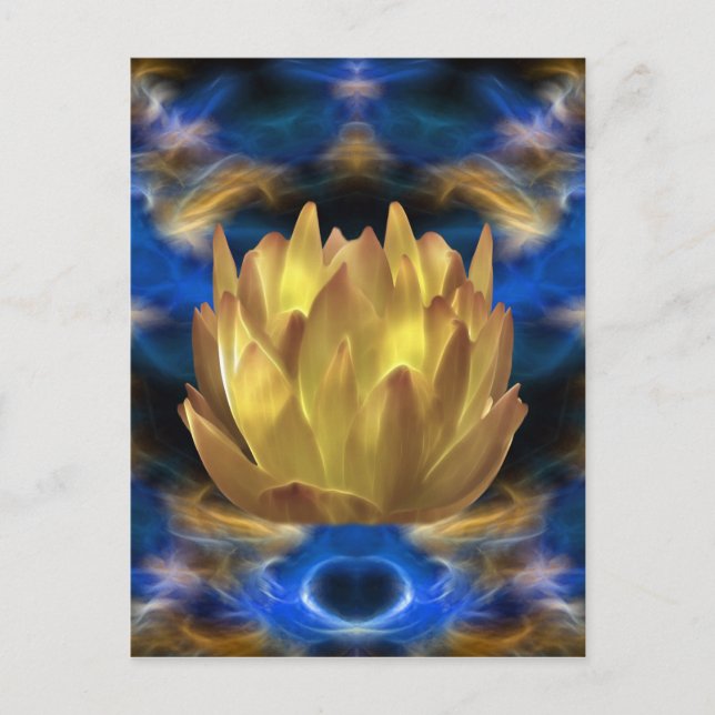 A gold lotus flower and reflections postcard (Front)