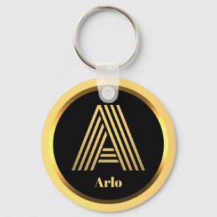 A Gold Monogrammed Letter Personalised Keychain