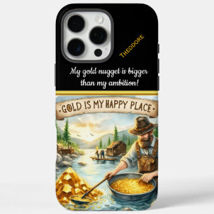 A gold prospector finds joy by the riverbank iPhone 16 pro max case