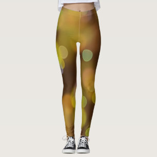 A Golden Christmas Pattern on  Fawn Brown Leggings