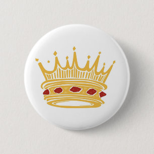 A Golden King's Crown With Jewels 6 Cm Round Badge