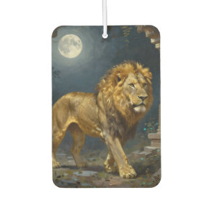 A Golden Lion and Tiger Strolling under the Moon Car Air Freshener