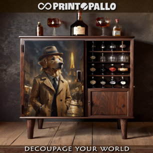 A Golden Retriever as a detective in Paris Tissue Paper