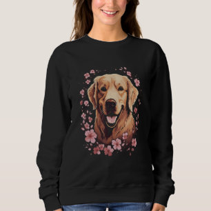 A Golden Retriever surrounded with Cherry Blossom Sweatshirt