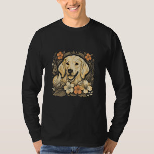 A Golden Retriever surrounded with Lilies illustra T-Shirt