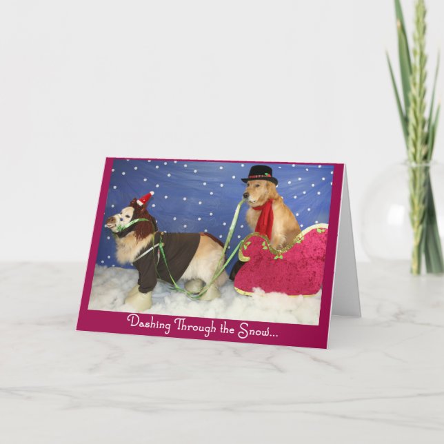 A Golden Sleigh Ride Christmas Holiday Card (Front)