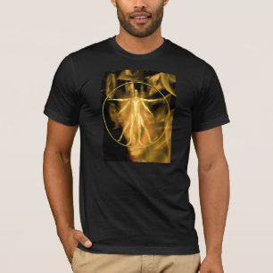 A golden Vetruvian Man T-Shirt
