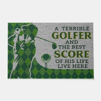 A Golfer and The Best Score of His Life  Doormat