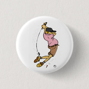 A Golfer missing the ball 3 Cm Round Badge