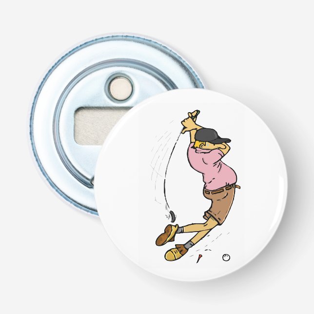 A Golfer missing the ball Bottle Opener (Front)