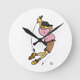 A Golfer missing the ball Round Clock