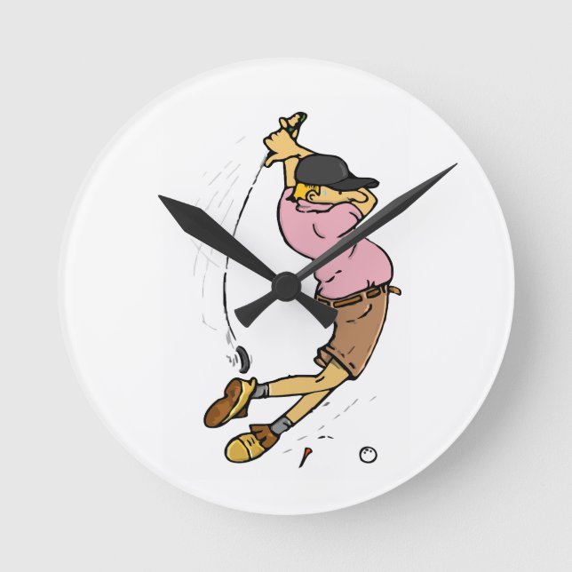 A Golfer missing the ball Round Clock (Front)