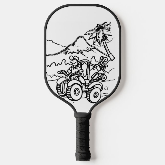 A Golfer playing golf with his four wheeler Pickleball Paddle (Front)