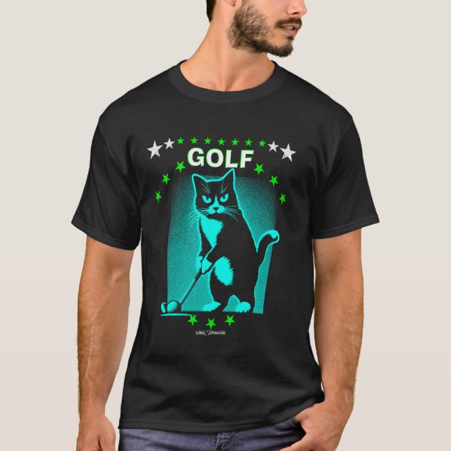 A GOLFING CAT - FUNNY GOLF ANIMALS T-Shirt (Front)