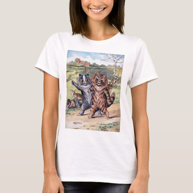 A Golfing Match, Louis Wain T-Shirt (Front)