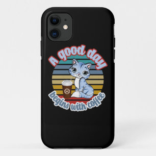 A Good Day Begins With Coffee Cat Loves Coffee Case-Mate iPhone Case