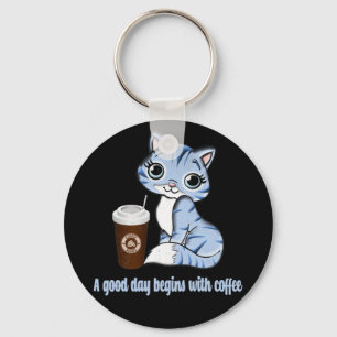 A Good Day Begins With Coffee Coffee lover gift Key Ring