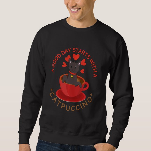 A Good Day Starts With A Catpuccino Cat Pajama Sweatshirt (Front)