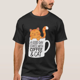A Good Day Starts With Coffee And Funny Cats Lover T-Shirt